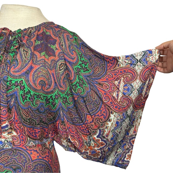 Farm Rio V-Neck Caftan Dress in Multicolor Paisley Print Size Medium - Picture 6 of 16